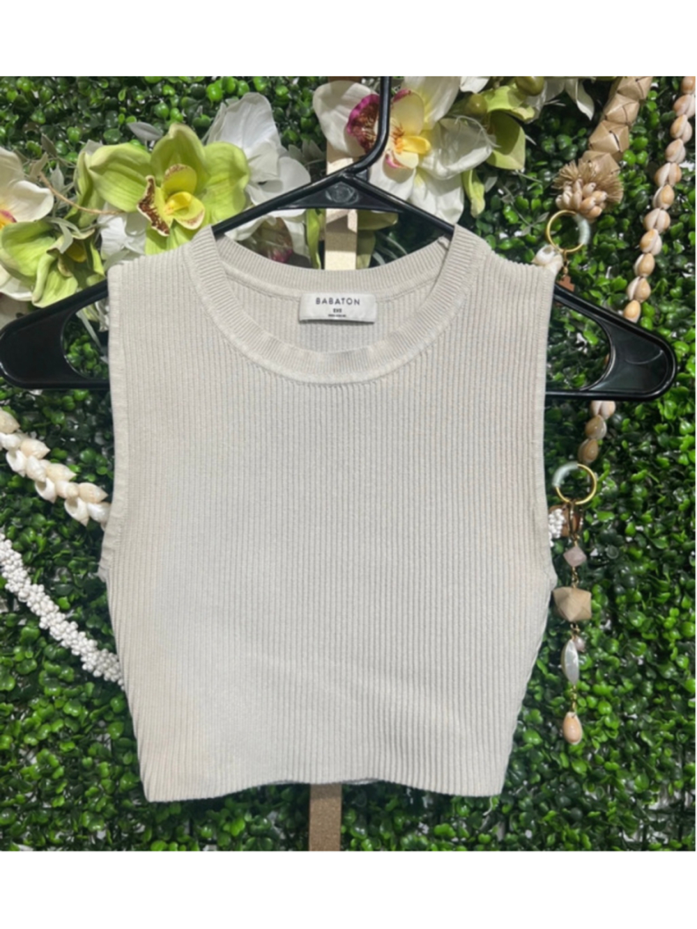 Babaton Aritzia Ribbed Grey Crop Tank Top size 2XS